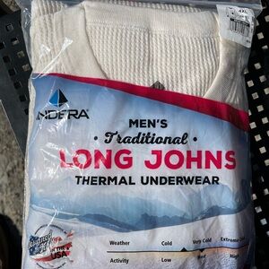 Indera Men’s Traditional Long Johns Thermal Undershirt — Cream
